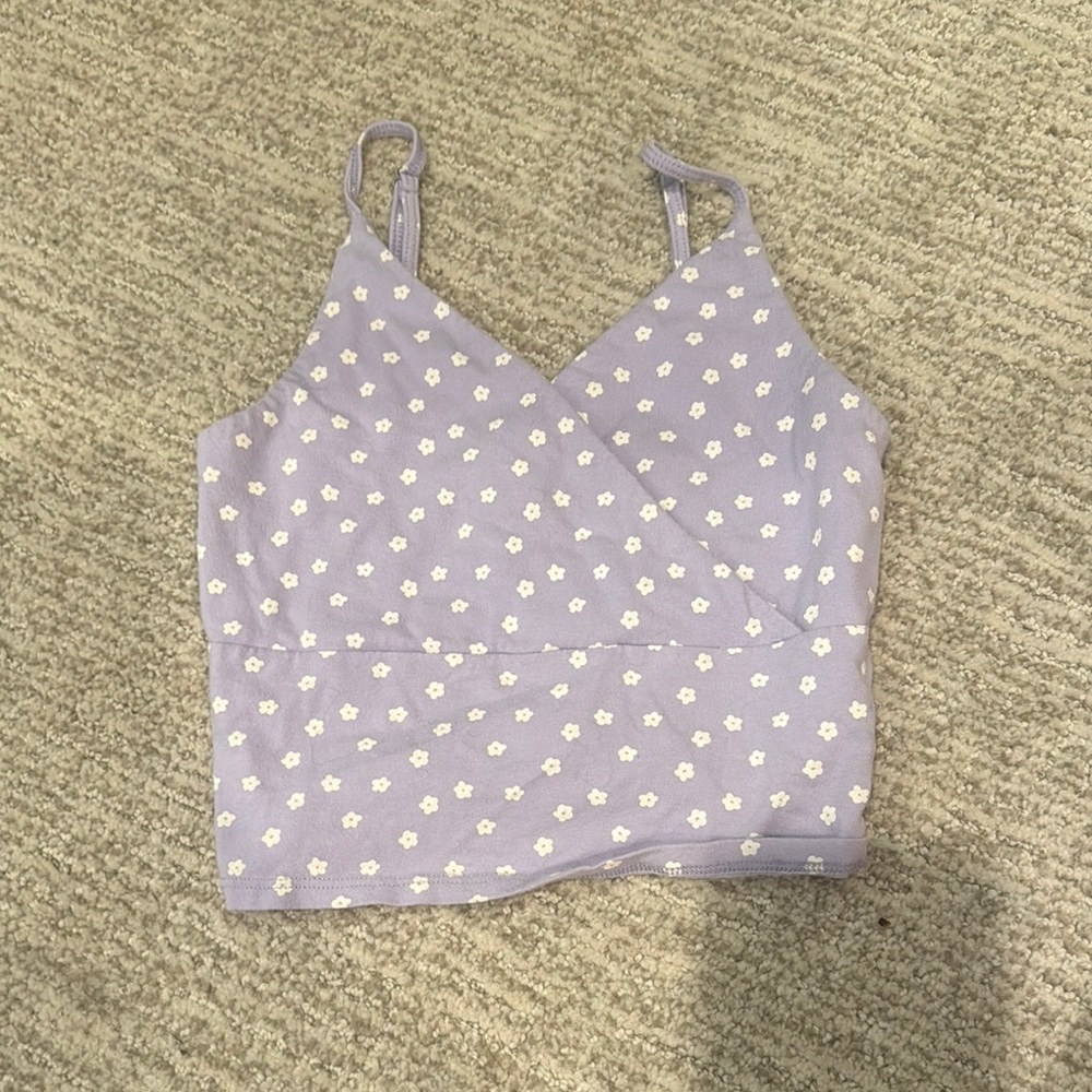 Hollister Purple Floral Crop Top